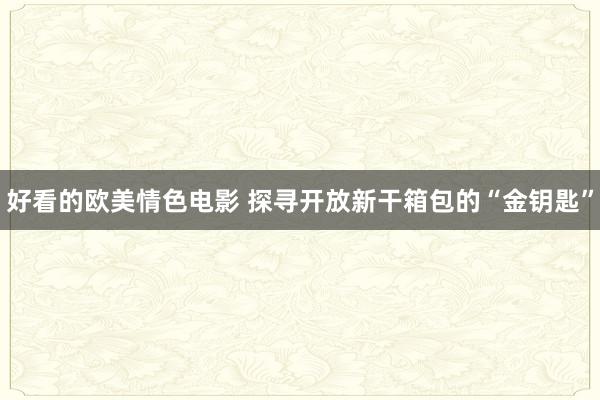 好看的欧美情色电影 探寻开放新干箱包的“金钥匙”