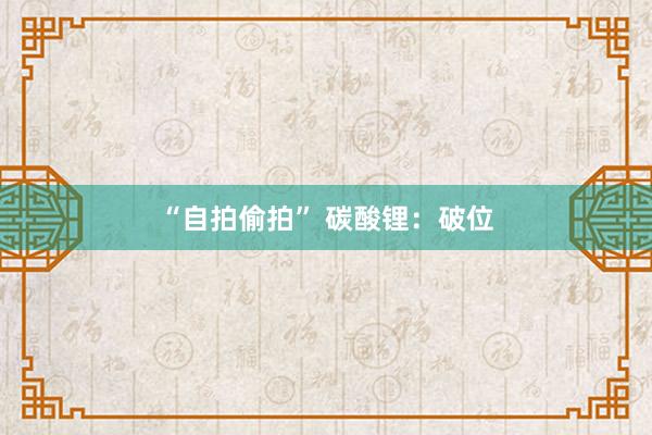 “自拍偷拍” 碳酸锂：破位