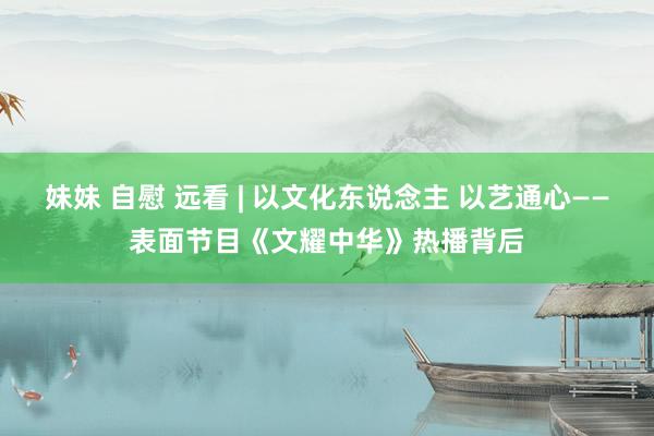 妹妹 自慰 远看 | 以文化东说念主 以艺通心——表面节目《文耀中华》热播背后