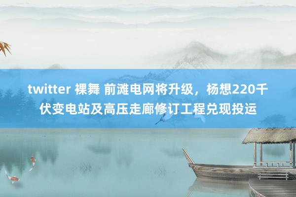twitter 裸舞 前滩电网将升级，杨想220千伏变电站及高压走廊修订工程兑现投运